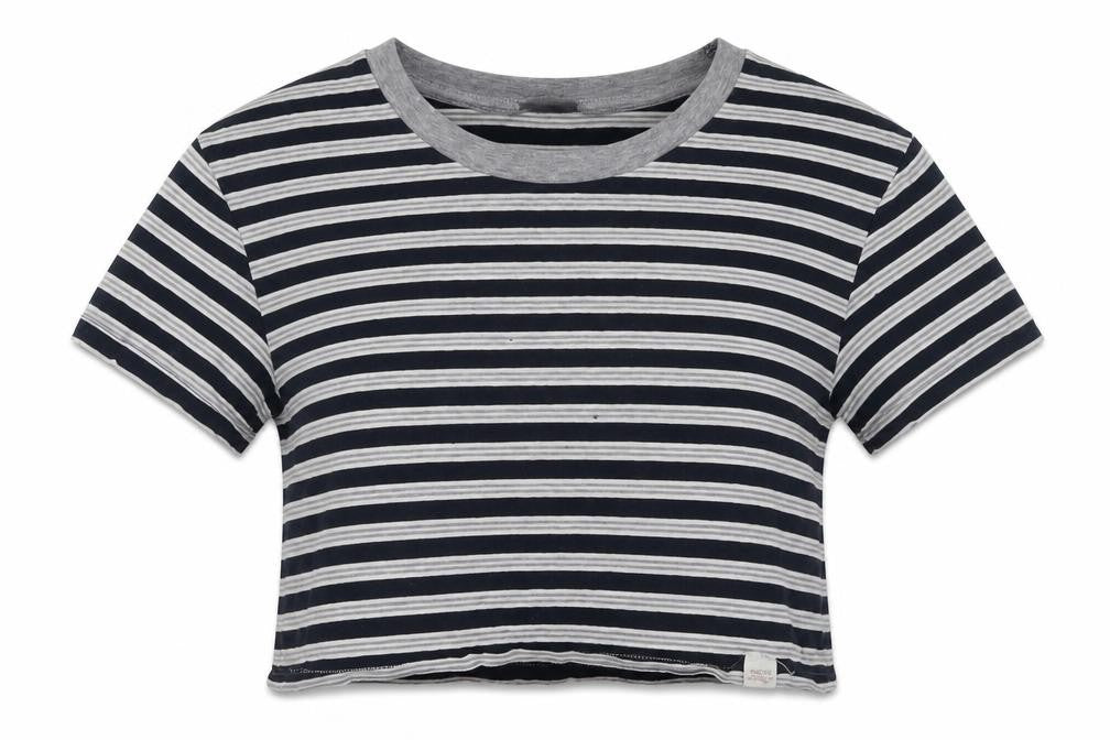 Womens UK Size XS Pull & Bear Blue Cropped T-Shirt