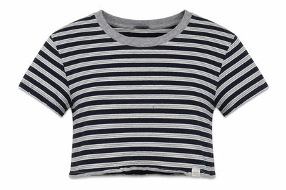 Womens UK Size XS Pull & Bear Blue Cropped T-Shirt