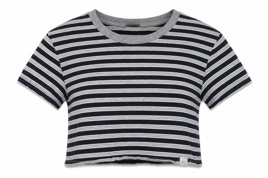 Womens UK Size XS Pull & Bear Blue Cropped T-Shirt