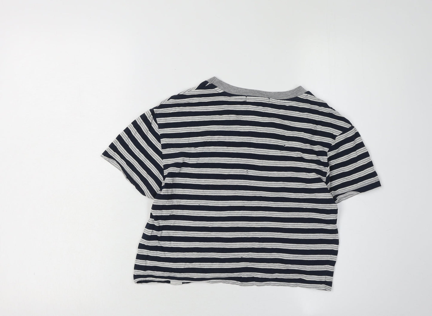 Womens UK Size XS Pull & Bear Blue Cropped T-Shirt