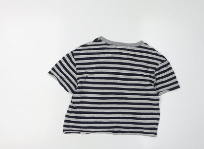 Womens UK Size XS Pull & Bear Blue Cropped T-Shirt