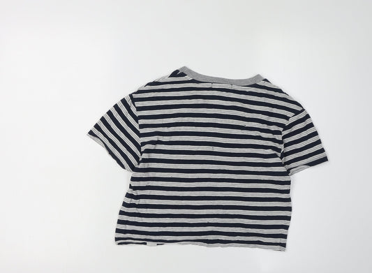 Womens UK Size XS Pull & Bear Blue Cropped T-Shirt