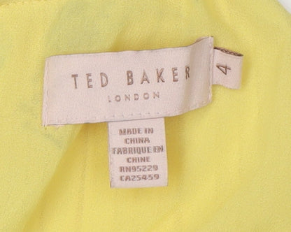Womens UK Size 4 Ted Baker Yellow Camisole Blouse