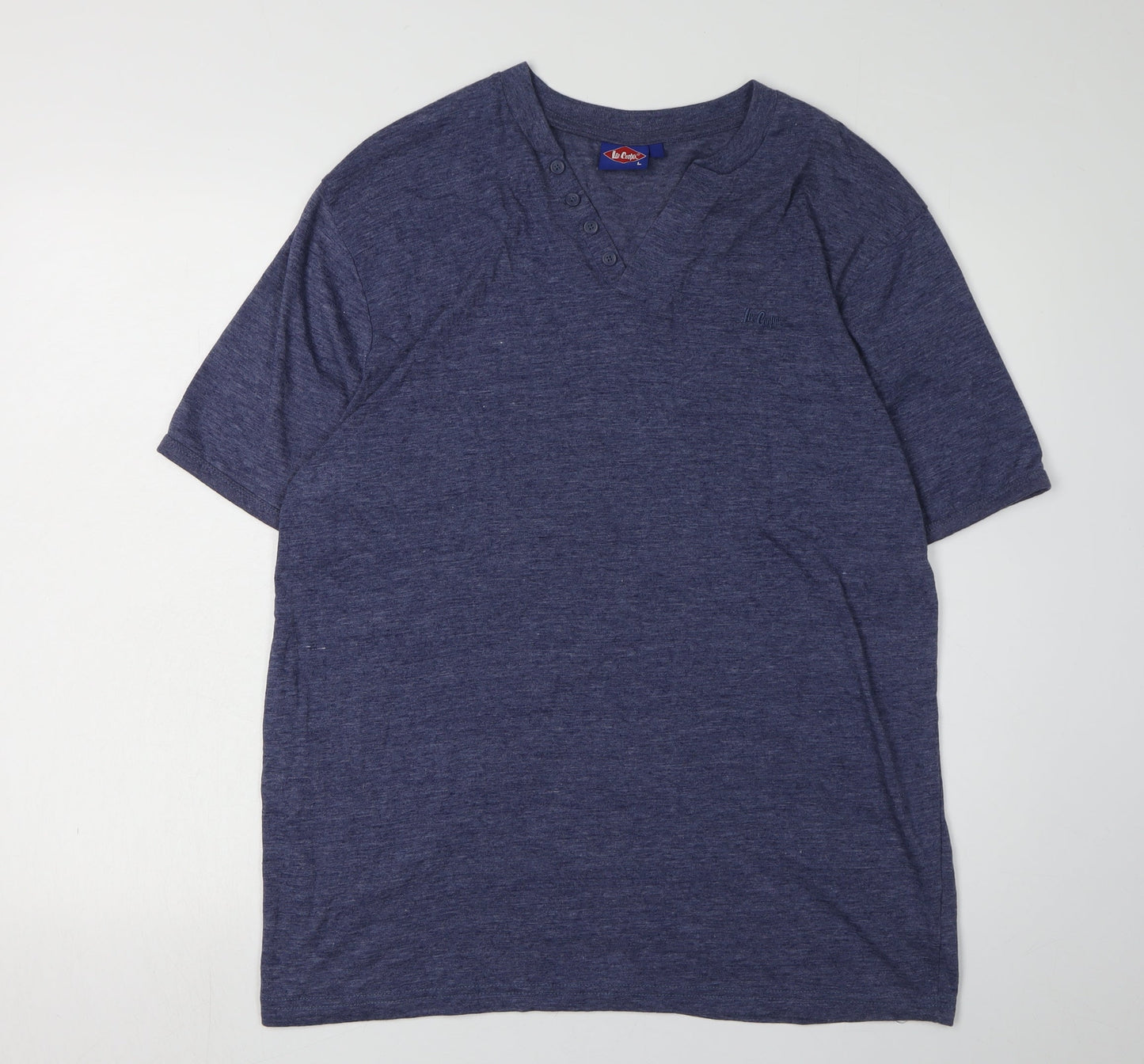 Lee Cooper Men's Blue V-Neck T-Shirt, Size L, Classic Style