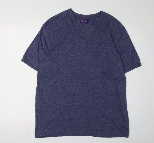 Lee Cooper Men's Blue V-Neck T-Shirt, Size L, Classic Style