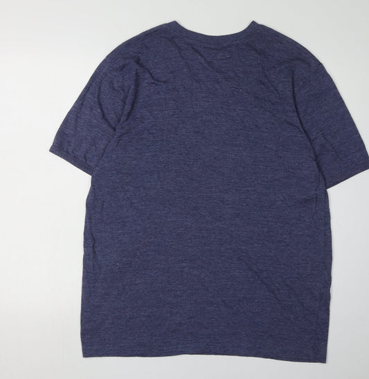 Lee Cooper Men's Blue V-Neck T-Shirt, Size L, Classic Style