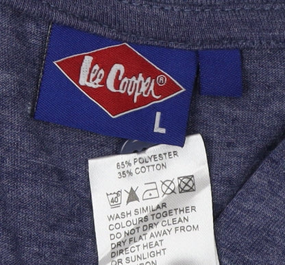 Lee Cooper Men's Blue V-Neck T-Shirt, Size L, Classic Style