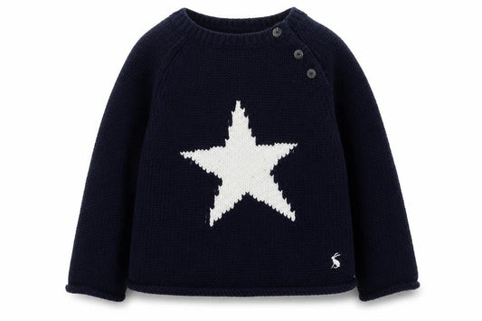 Joules Unisex Baby Blue Star Jumper, 9-12 Months, Winter Knit