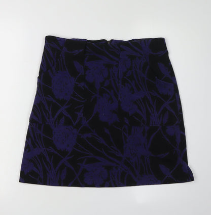 Next Women's Purple Floral Skirt, Size 10, Straight & Pencil