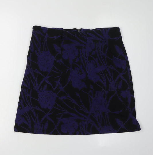 Next Women's Purple Floral Skirt, Size 10, Straight & Pencil