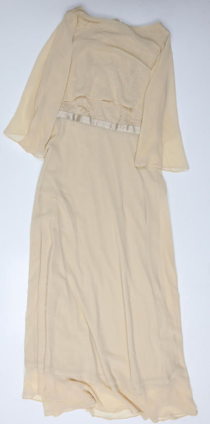 Fynadressr Women's Beige Long A-Line Flutter XL Dress