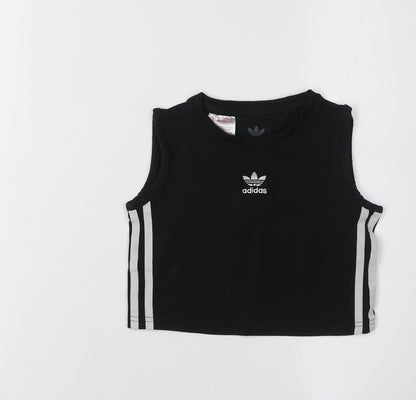 Adidas Girls Black Cropped Tank Top 9-10 Years