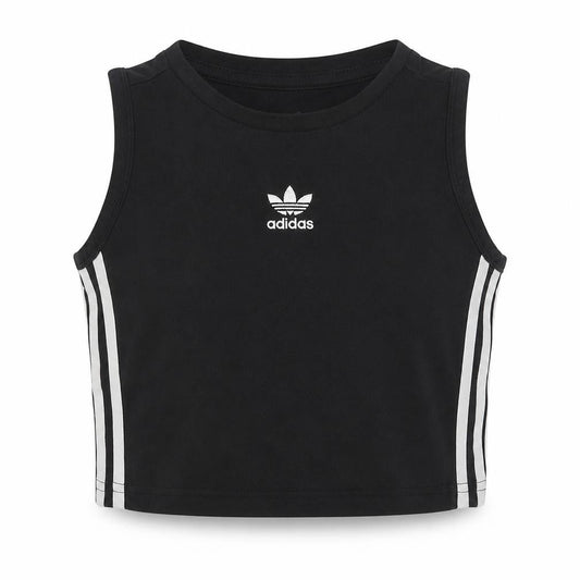 Front view of Adidas girls’ black cropped tank top 9-10 years