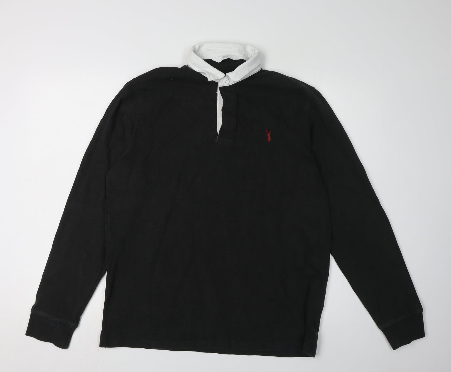 Next Men's Black Polo Shirt L Long Sleeve Casual