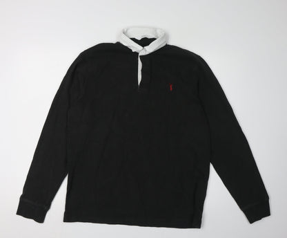 Next Men's Black Polo Shirt L Long Sleeve Casual