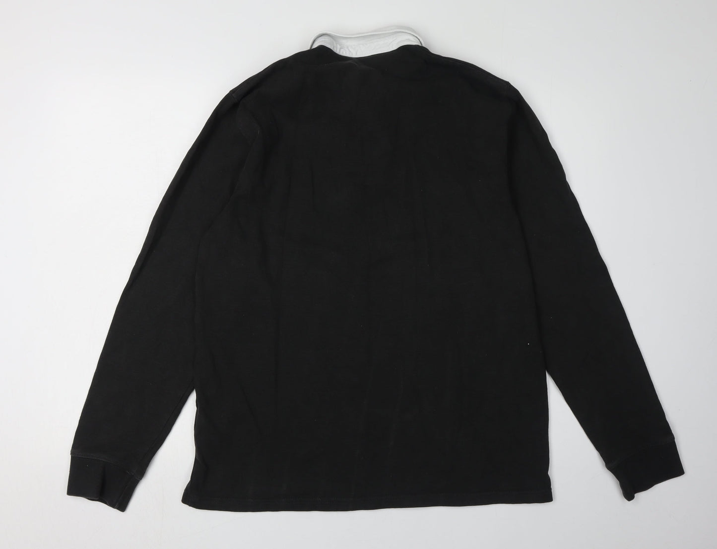 Next Men's Black Polo Shirt L Long Sleeve Casual