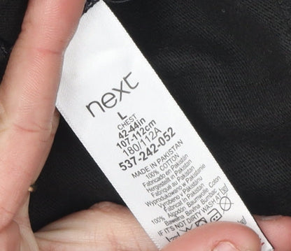 Next Men's Black Polo Shirt L Long Sleeve Casual