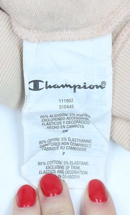 Champion Women's Beige Full Zip Hoodie, S