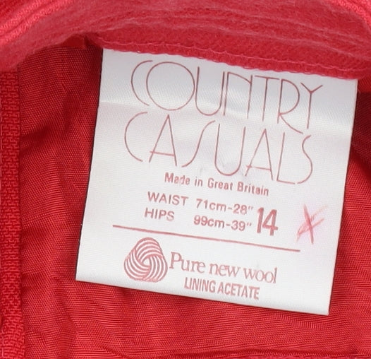 Country Casuals Women's Red Size 14 Wool Pencil Skirt