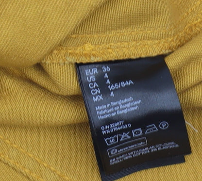 H&M Women's Yellow Mini Pinafore Dress - Size 8 Casual