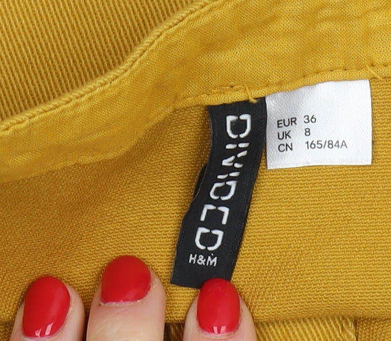 H&M Women's Yellow Mini Pinafore Dress - Size 8 Casual