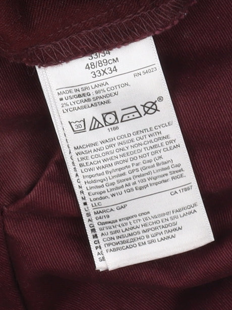 Gap Men's Red Chino Trousers, Size M, Spring Wear