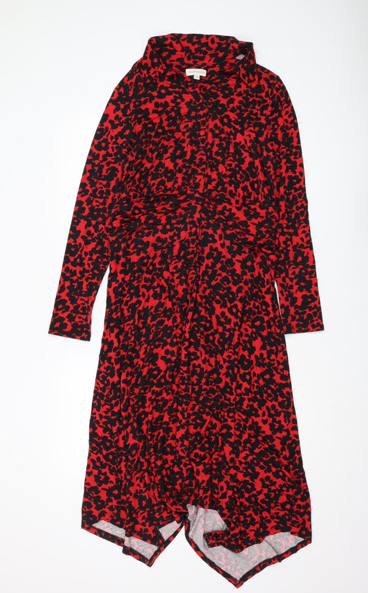 Monsoon Red Animal Print Shirt Dress M Womens
