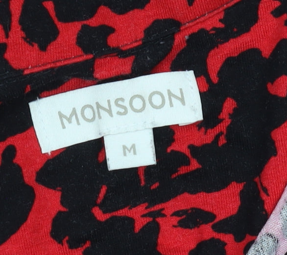 Monsoon Red Animal Print Shirt Dress M Womens