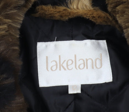 Lakeland Women's Black Fur Trim Overcoat Size 12