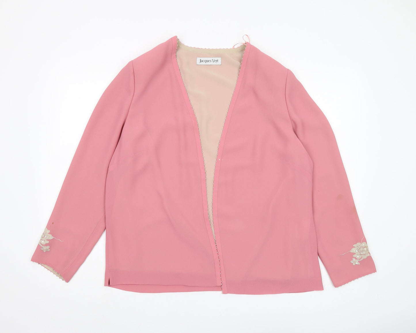 Jacques Vert Women's Pink Embroidered Jacket, Size 16