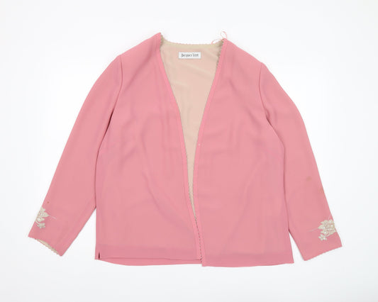 Jacques Vert Women's Pink Embroidered Jacket, Size 16