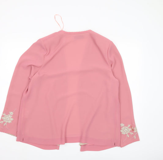 Jacques Vert Women's Pink Embroidered Jacket, Size 16