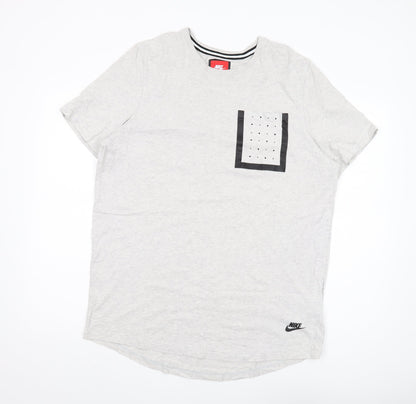 Nike Men’s Grey XL T-Shirt, Crew Neck, Pocket Accent