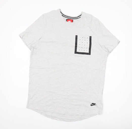 Nike Men’s Grey XL T-Shirt, Crew Neck, Pocket Accent