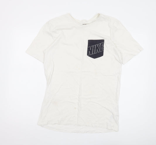 Nike Men's White Athletic Fit T-Shirt - Size M, Logo