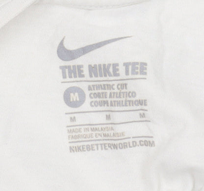 Nike Men's White Athletic Fit T-Shirt - Size M, Logo