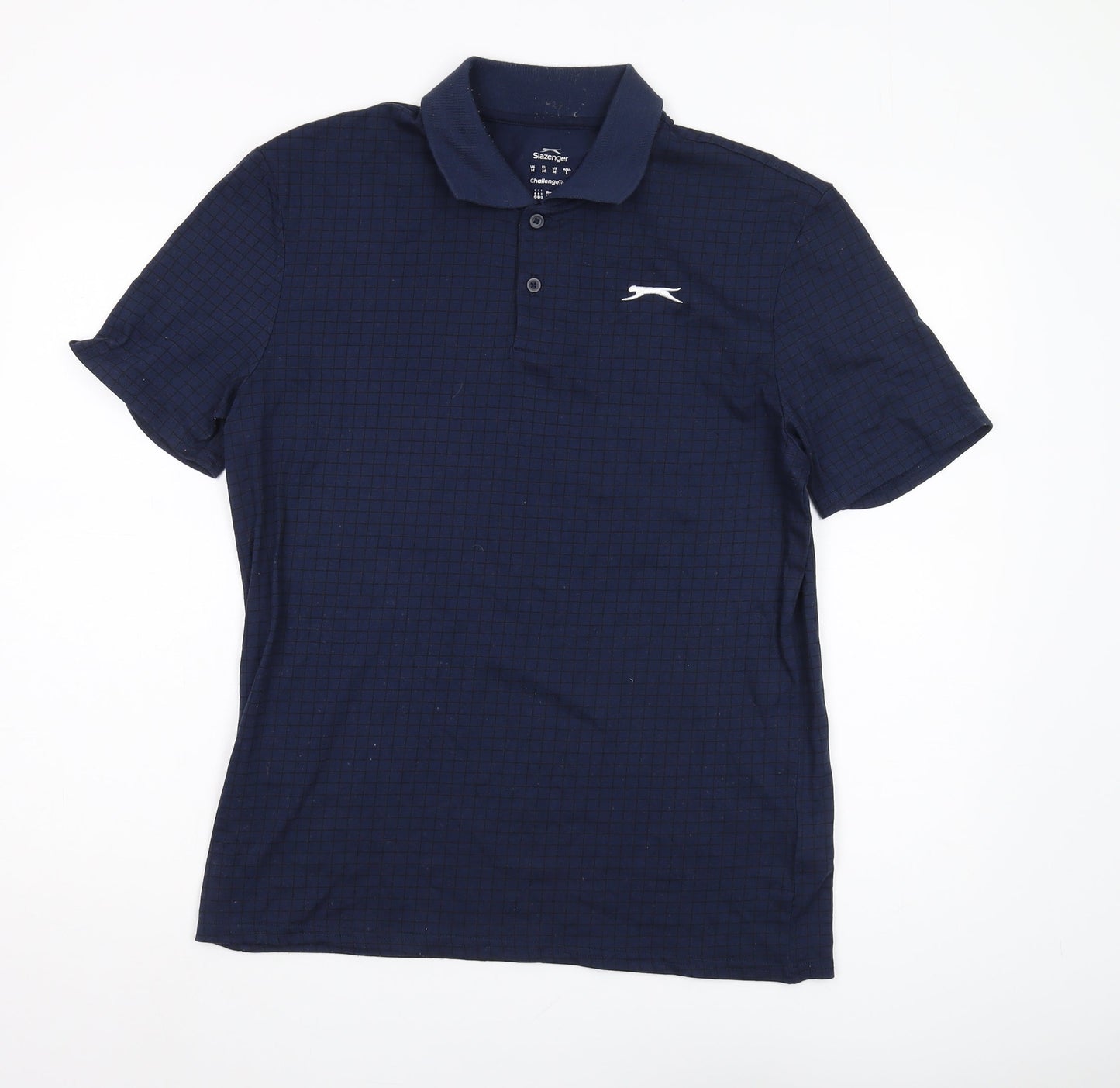 Slazenger Men's Blue Polo Shirt, M, Check Pattern