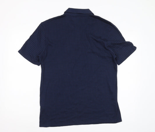 Slazenger Men's Blue Polo Shirt, M, Check Pattern