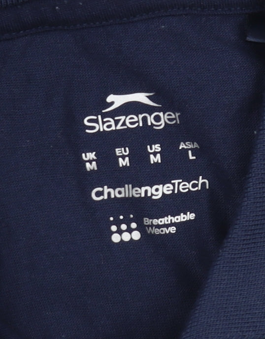 Slazenger Men's Blue Polo Shirt, M, Check Pattern