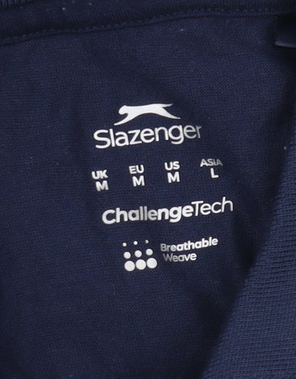 Slazenger Men's Blue Polo Shirt, M, Check Pattern