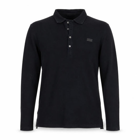 Front view of Antony Morato Men's Black Long Sleeve Polo M