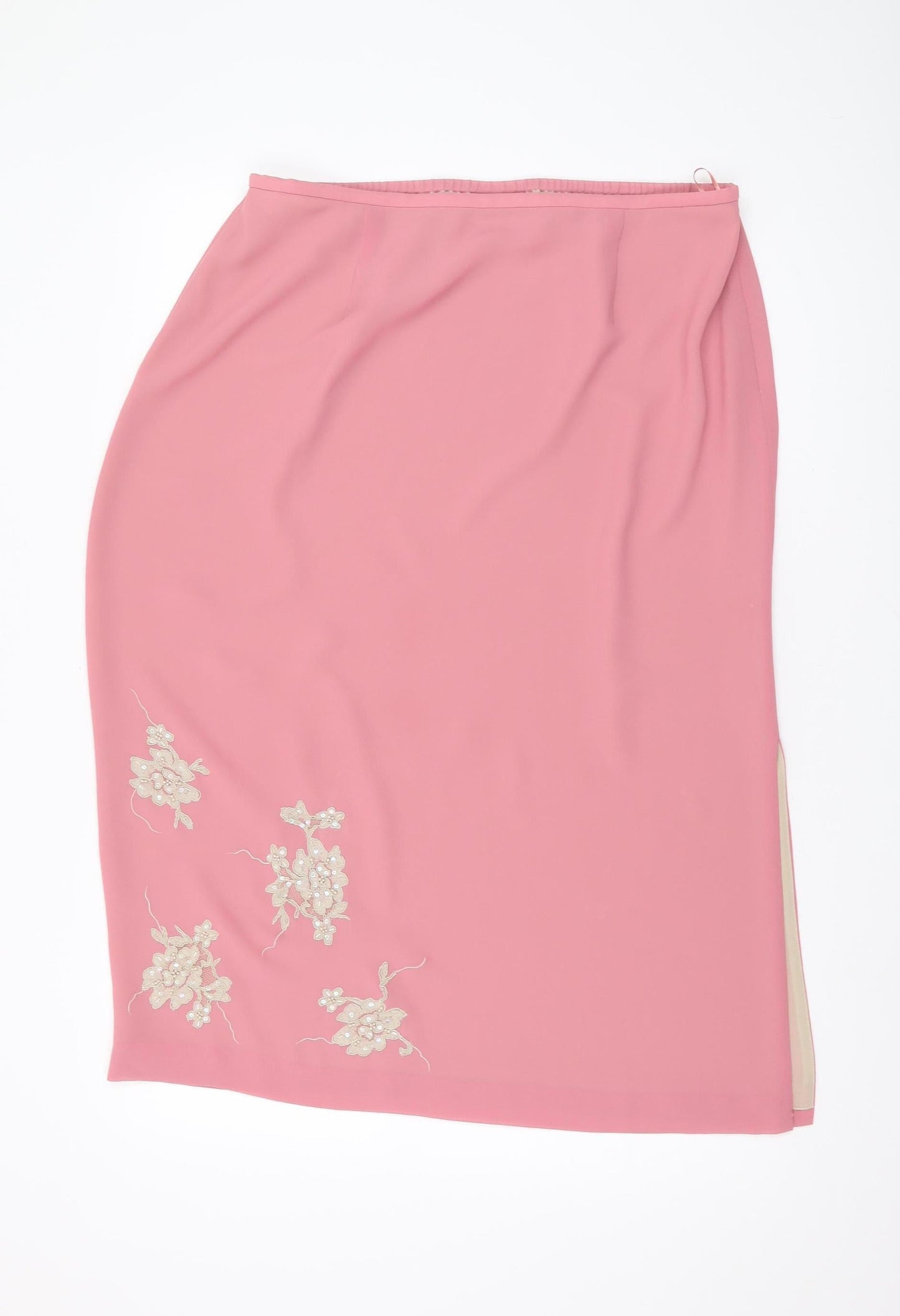 Jacques Vert Women’s Pink Midi Embroidered Skirt