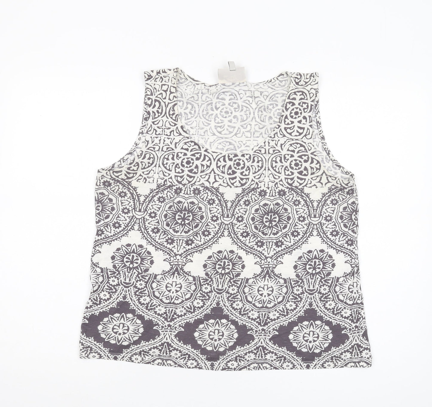 Laura Ashley Women's Grey Tank Top UK 16 Geometric Style