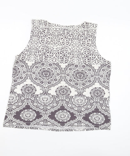 Laura Ashley Women's Grey Tank Top UK 16 Geometric Style