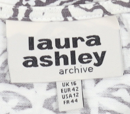 Laura Ashley Women's Grey Tank Top UK 16 Geometric Style
