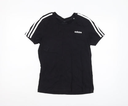 Adidas Boys Black M T-Shirt, Breathable Cotton Logo Top