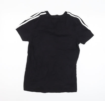 Adidas Boys Black M T-Shirt, Breathable Cotton Logo Top