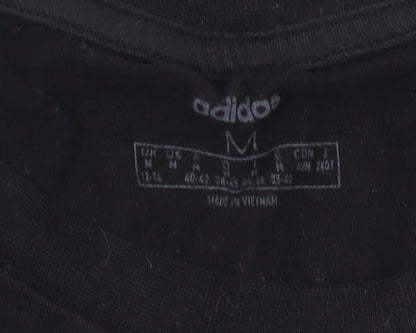 Adidas Boys Black M T-Shirt, Breathable Cotton Logo Top