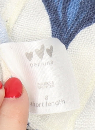 Marks and Spencer Women's Blue Floral Pleated Skirt