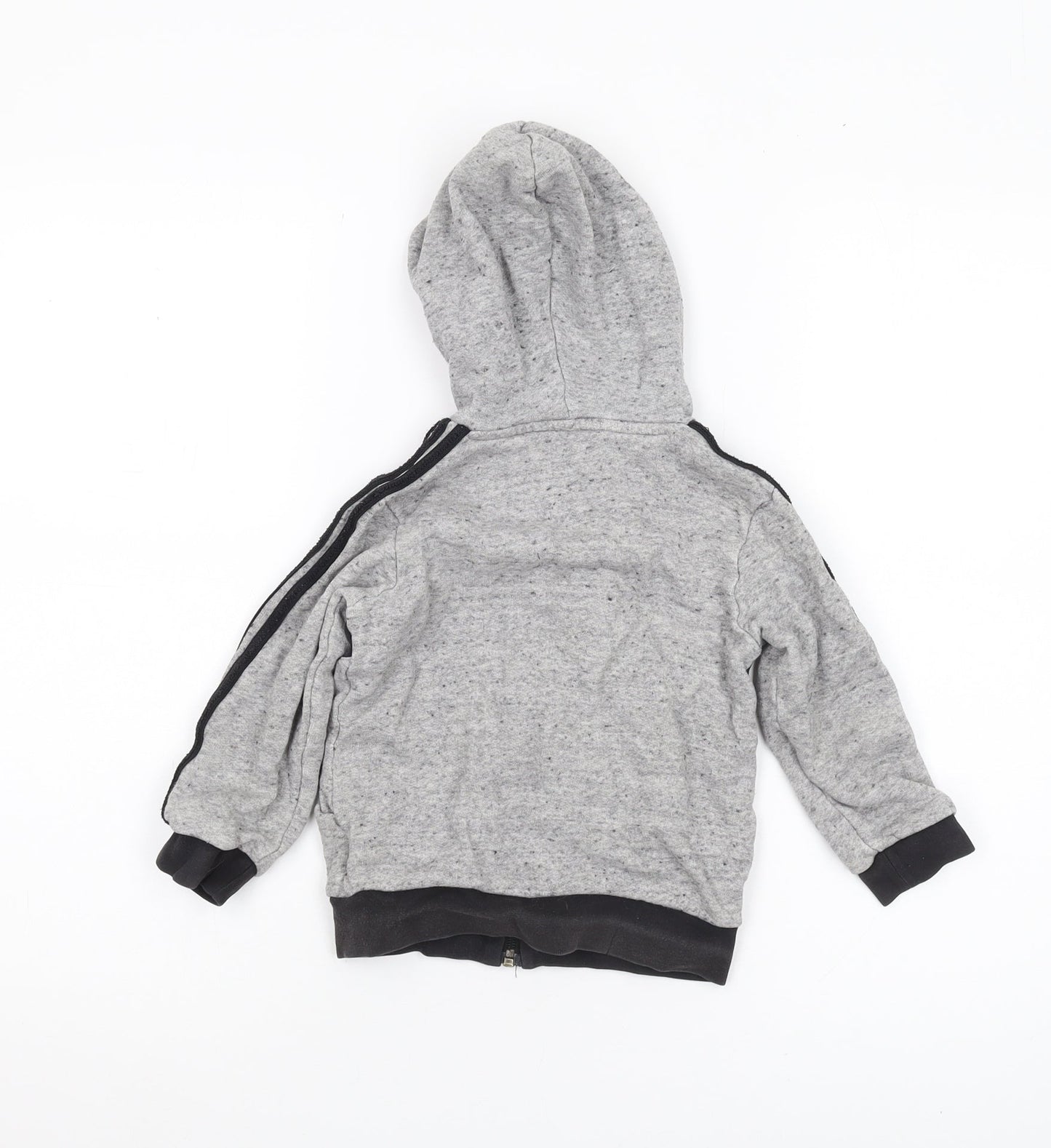 Adidas Boys Grey Full Zip Hoodie 3-4 Years with Logo Accents